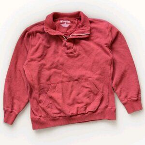 WindRiver Quarter Zip Sweatshirt Mens Large Brick Red 100% Cotton Made in Canada